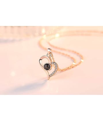 YouBella Jewellery Stylish 18k Rose Gold Plated I Love You in 100 Languages Heart Necklace Jewellery for Women and Girls (Style 2)