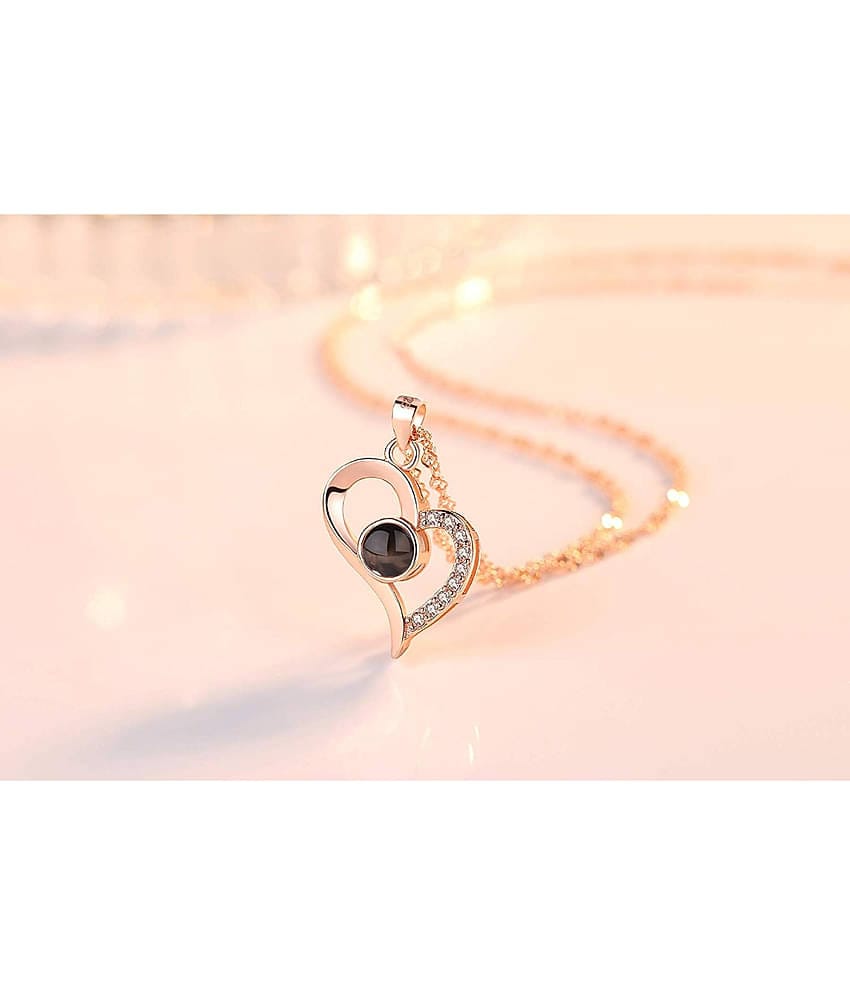 YouBella Jewellery Stylish 18k Rose Gold Plated I Love You in 100 Languages Heart Necklace Jewellery for Women and Girls (Style 2)