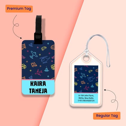 Personalized Bag Tags for Kids - Set of 5 - Helicopter Design-Regular Bag Tags