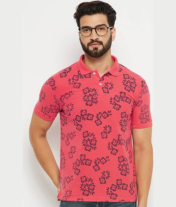 GET GOLF Pack of 1 Cotton Blend Regular Fit Printed Half Sleeves Men's Polo T Shirt ( Coral )
