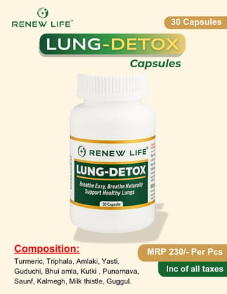 Renew Life Lung-Detox Herbal Capsules (30 Capsules) | Respiratory Support | Daily Wellness