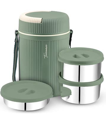 Trueware Grub 2 Plastic & Stainless Steel Insulated Lunch Box 3 - Container ( Pack of 1 )