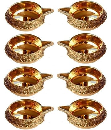 Fashion Bizz Brass Table Diya Set - Pack of 8