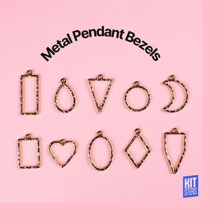Gold Metal Pendant Bezels - Set of 10