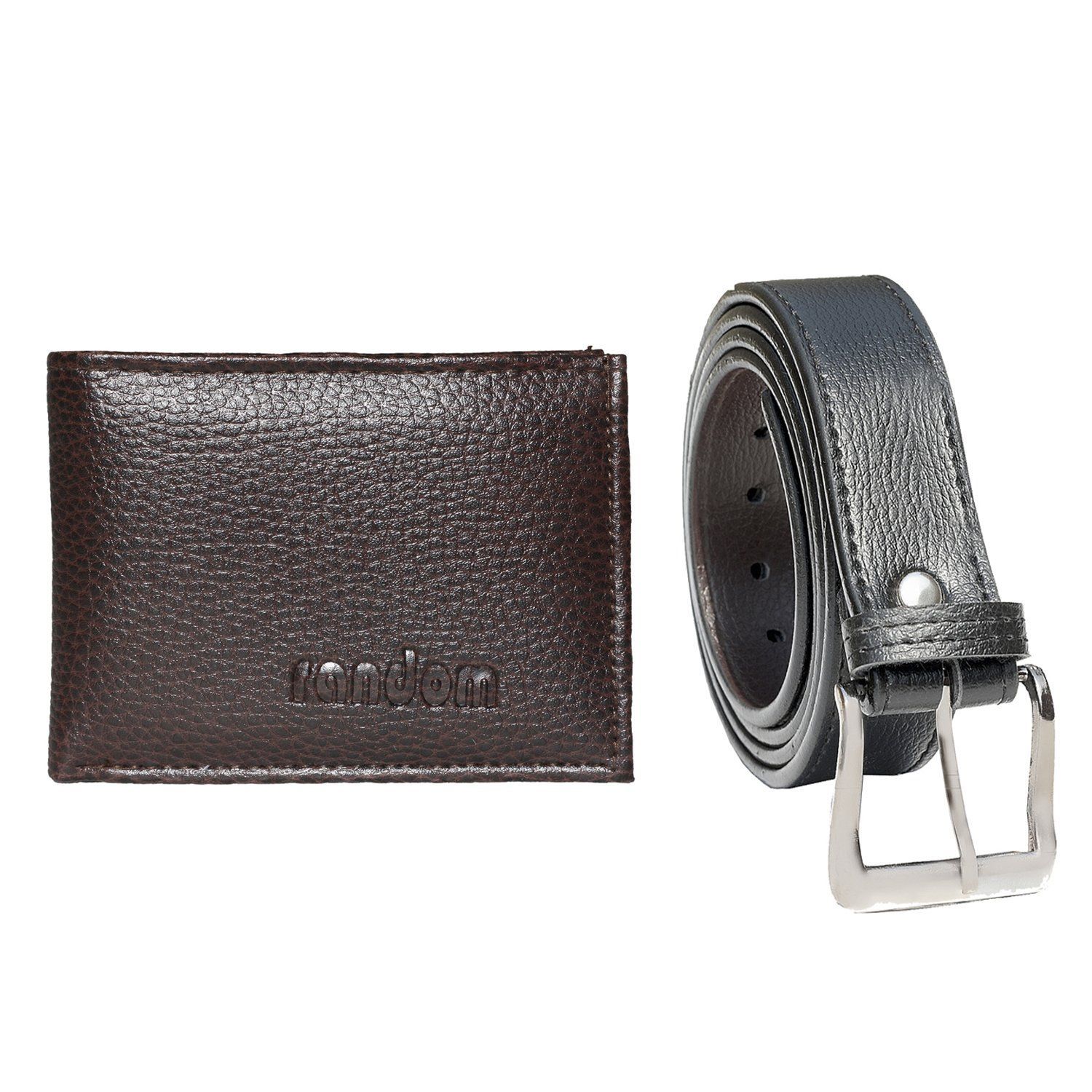 Random Mens Artificial Leather Belt and Brown Wallet Combo for Mens Stylish