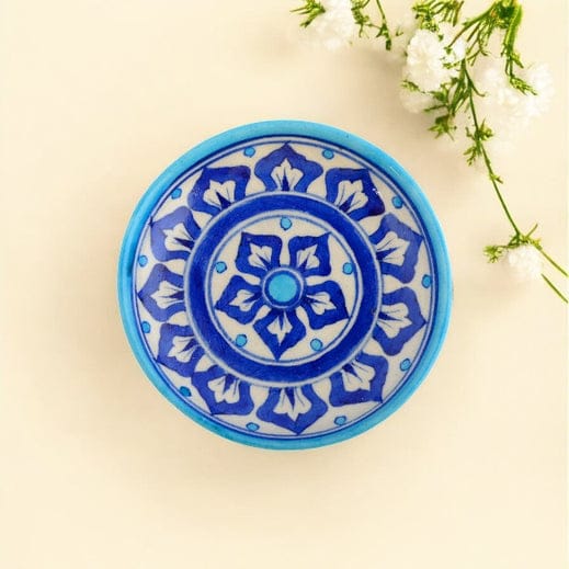 Blue Pottery Floral Pattern Decorative PlateBlue6