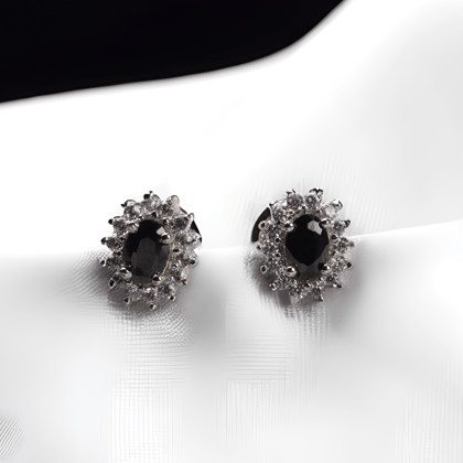 G.Silver Black Stone Earrings.