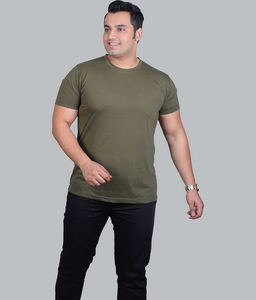 Xmex Pack of 1 Cotton Blend Regular Fit Men's T-Shirt ( Olive Green )