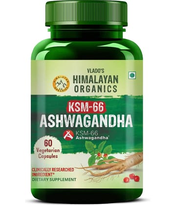 Vlado's Himalayan Organics KSM -66 Ashwagandha Capusle for Energy, Strength, Stamina 60No.s