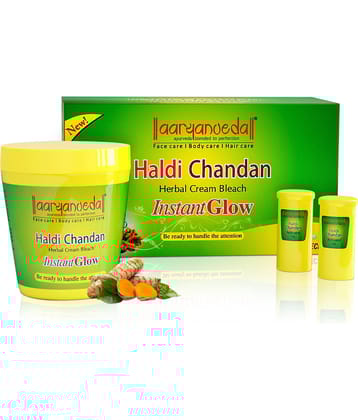 Aaryanveda Instant Haldi Chandan Bleach Cream 3 Times Use Facial Kit For All Skin Type Haldi Chandan 250 ( Pack of 1 )