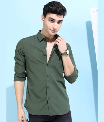 Ketch Polyester Slim Fit Solids Full Sleeves Men's Casual Shirt - Green ( Pack of 1 )