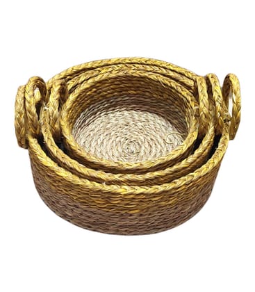 Eco Sabai Grass Tray Set Of Three Eco Sabai Grass Tray Set Of Three
