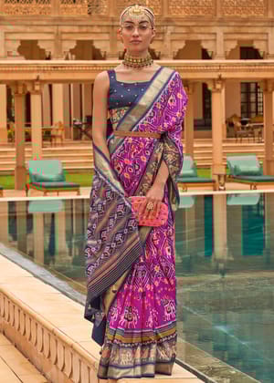 Orchid Purple Printed Patola Silk Saree