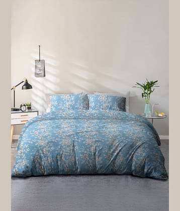 Cortina Cotton 1 Double Queen Bedsheet with 2 Pillow Covers ( Light Blue )