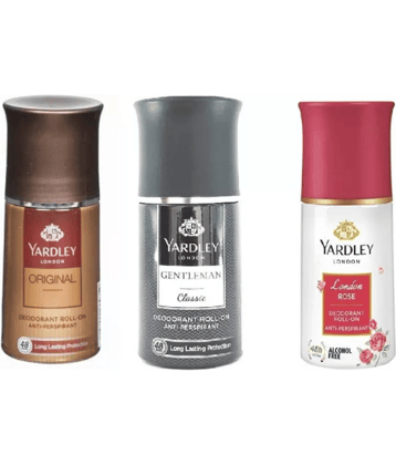 Yardley London Orignal ,Gentleman Classic ,London Rose Deodorant Roll-on - For Men & Women  (150 ml each, Pack of 3).