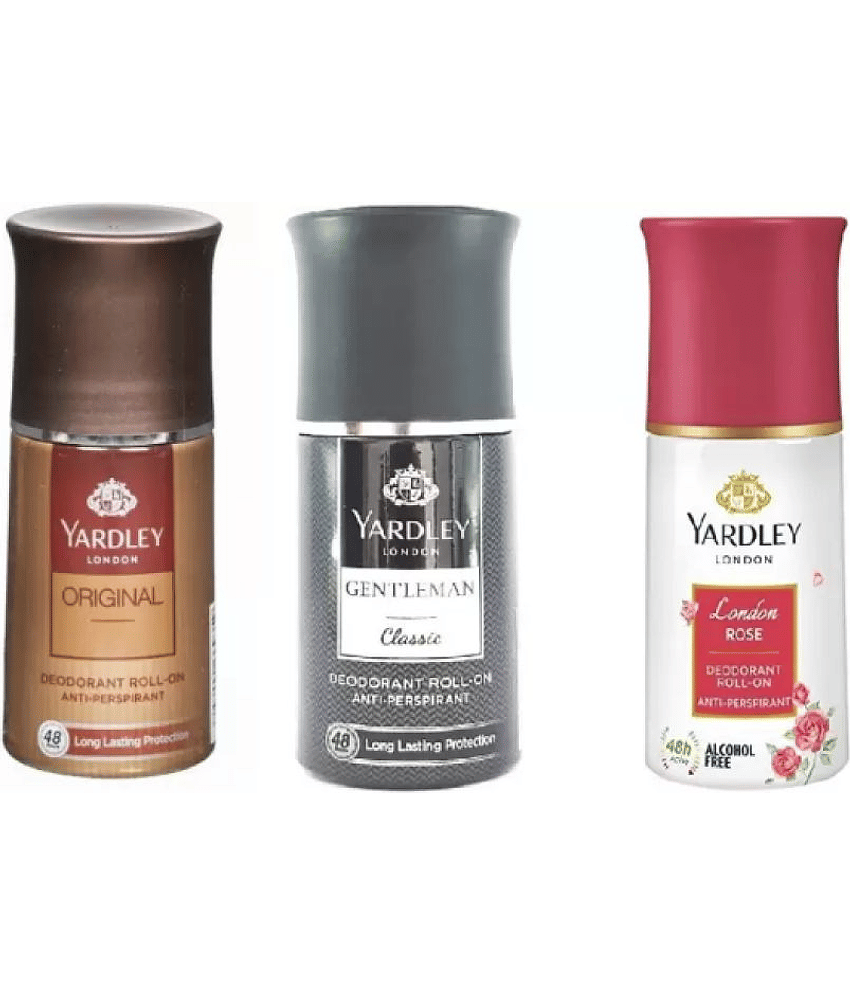 Yardley London Orignal ,Gentleman Classic ,London Rose Deodorant Roll-on - For Men & Women  (150 ml each, Pack of 3).