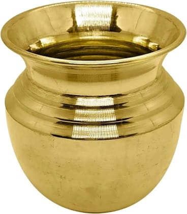 Gold Pure Brass Puja Kalash, Traditional Brass Lota For Daily Worship
