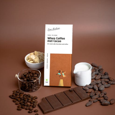 Bon Fiction When Coffee Met Cacao - Dark Milk Coffee Chocolate, 55 gm