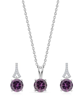 Amethyst Solitaire Set For Women