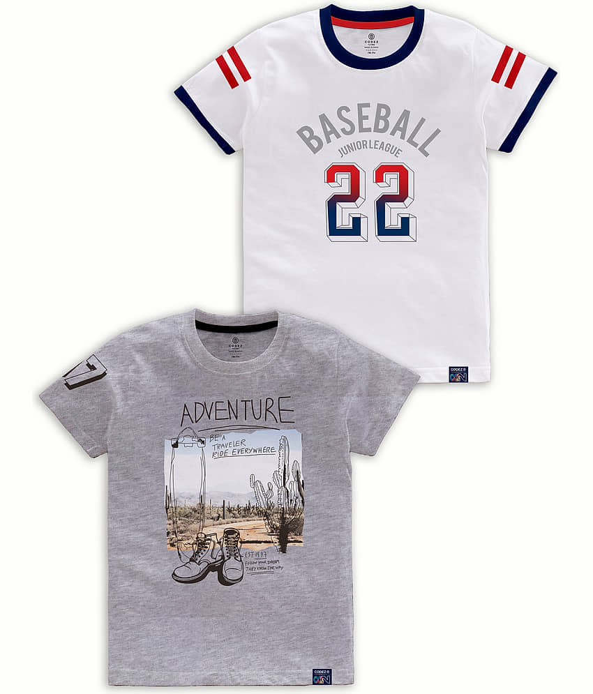 CODEZ Pack of 2 Boys Cotton Blend T-Shirt ( Multi Color )