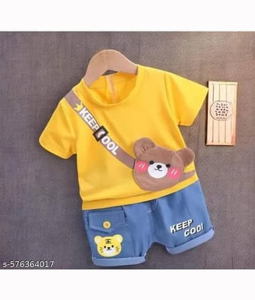 ODIMENT Pack of 1 Girls Cotton Blend T-shirt & Shorts ( Multicolor )