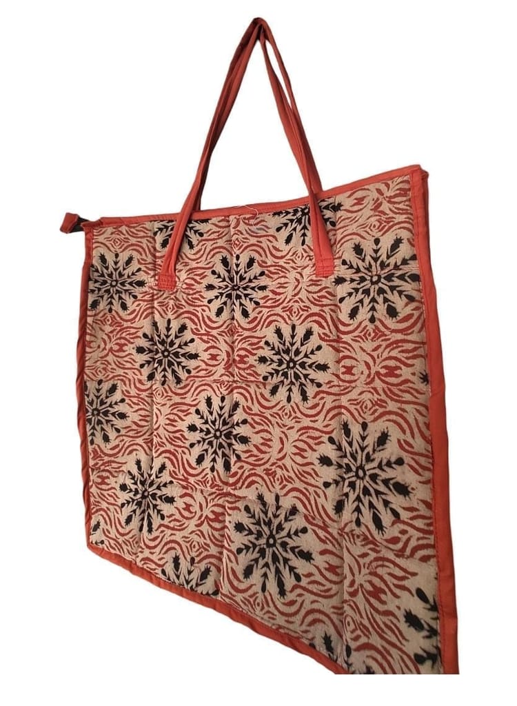 Handmade kalankari and Fair Trade Tote Bag with a Unique Block Print Design, Perfect for Carrying Your Essentials in Style