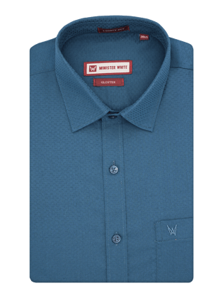 Mens Premium Poly Cotton Regular Fit Blue Colour Shirt Gloster-36 / F/S / Blue