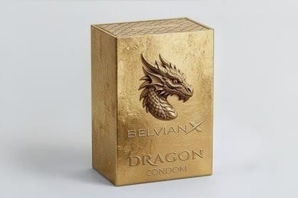 Belvian X Dragon Premium Condom, Ultra Thin Delay, Extra Large, Latex Free, Unscented