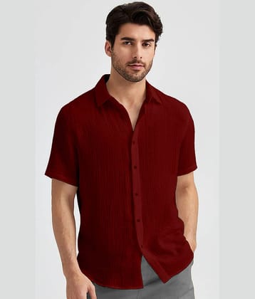 WEBRIC Poly Cotton Regular Fit Solids Half Sleeves Men's Casual Shirt - Maroon ( Pack of 1 )
