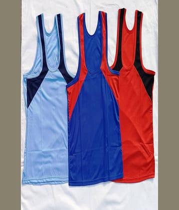 D1 DIFFERENT ONE Pack of 3 Nylon Gym Vest For Men ( Multicolor )