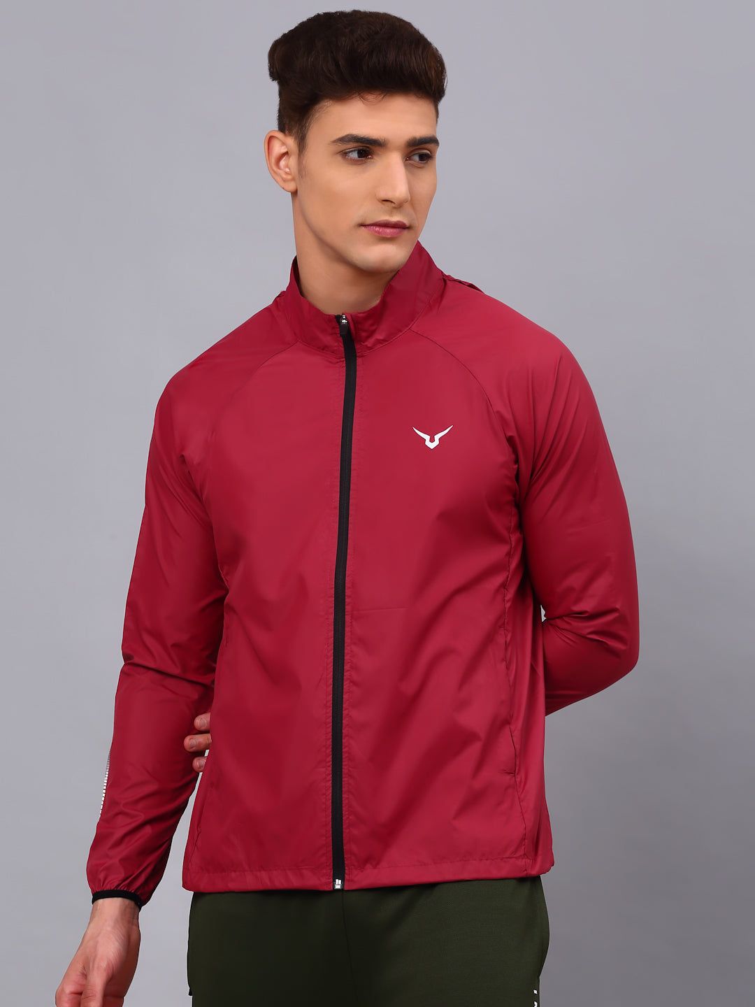Invincible Men's Wind Runner Outdoor Jacket-Wine / M