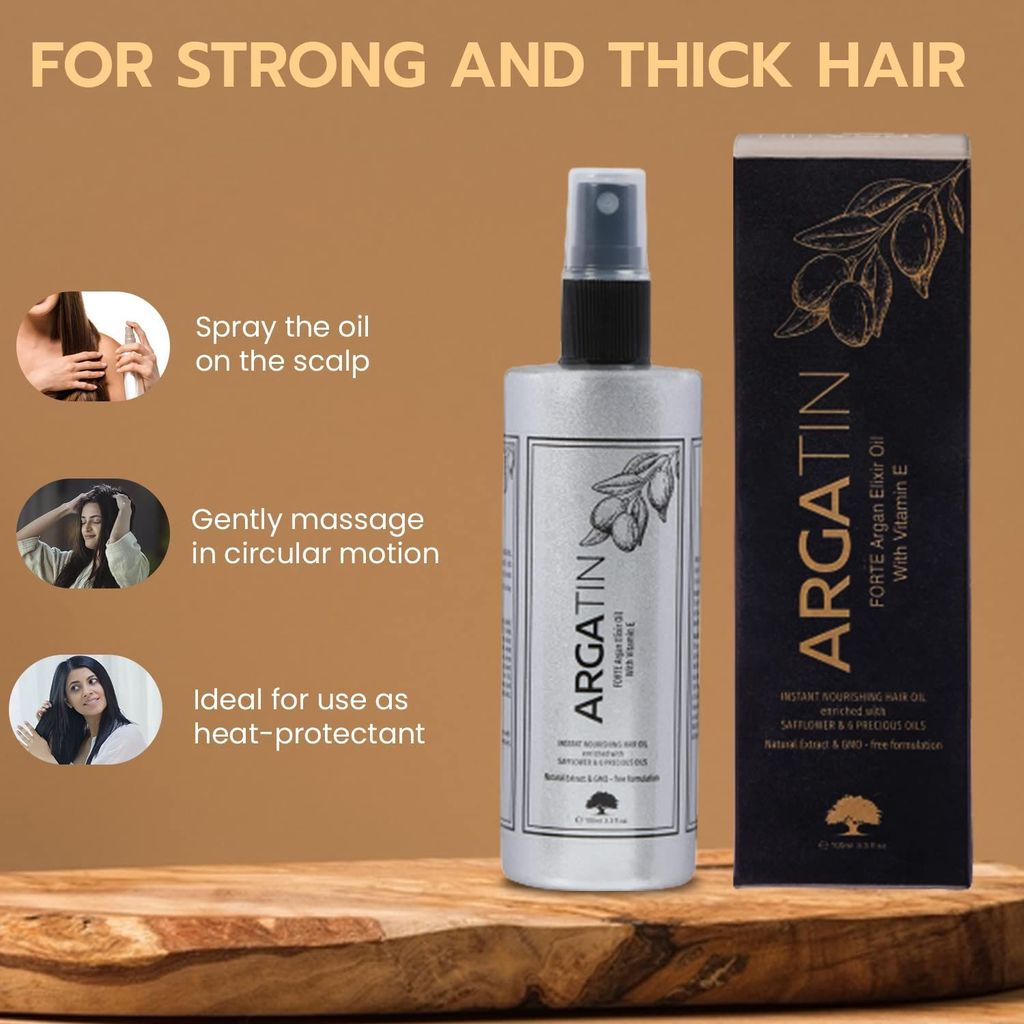 Argatin Forte Argan Elixir Oil With Vitamin E |For Hair Nourishment Of Hair|Reduces Hair Fall |For Dry Damaged And Frizzy Hair 100Ml