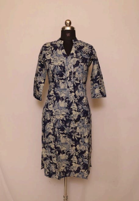 Cotton Collar Kurti With Sleeves