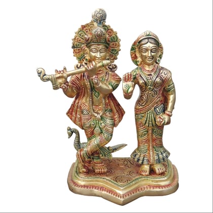 Brass Radha Krishna Pair God Idol Statue � Traditional Brass Showpiece, Height : 8 Inch (BSMAS1747 D)