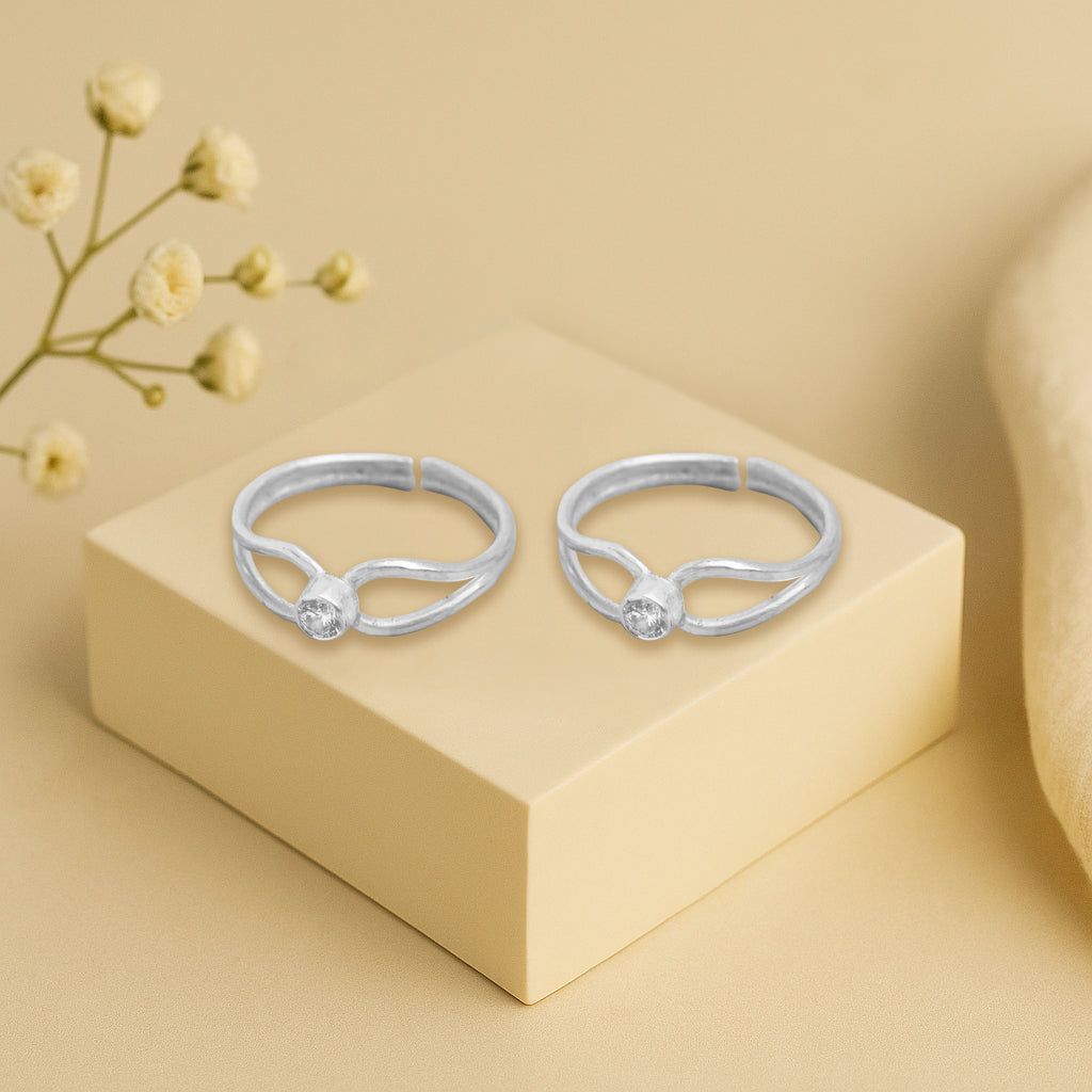 Zircon Sterling Silver Toe Ring (Pair)