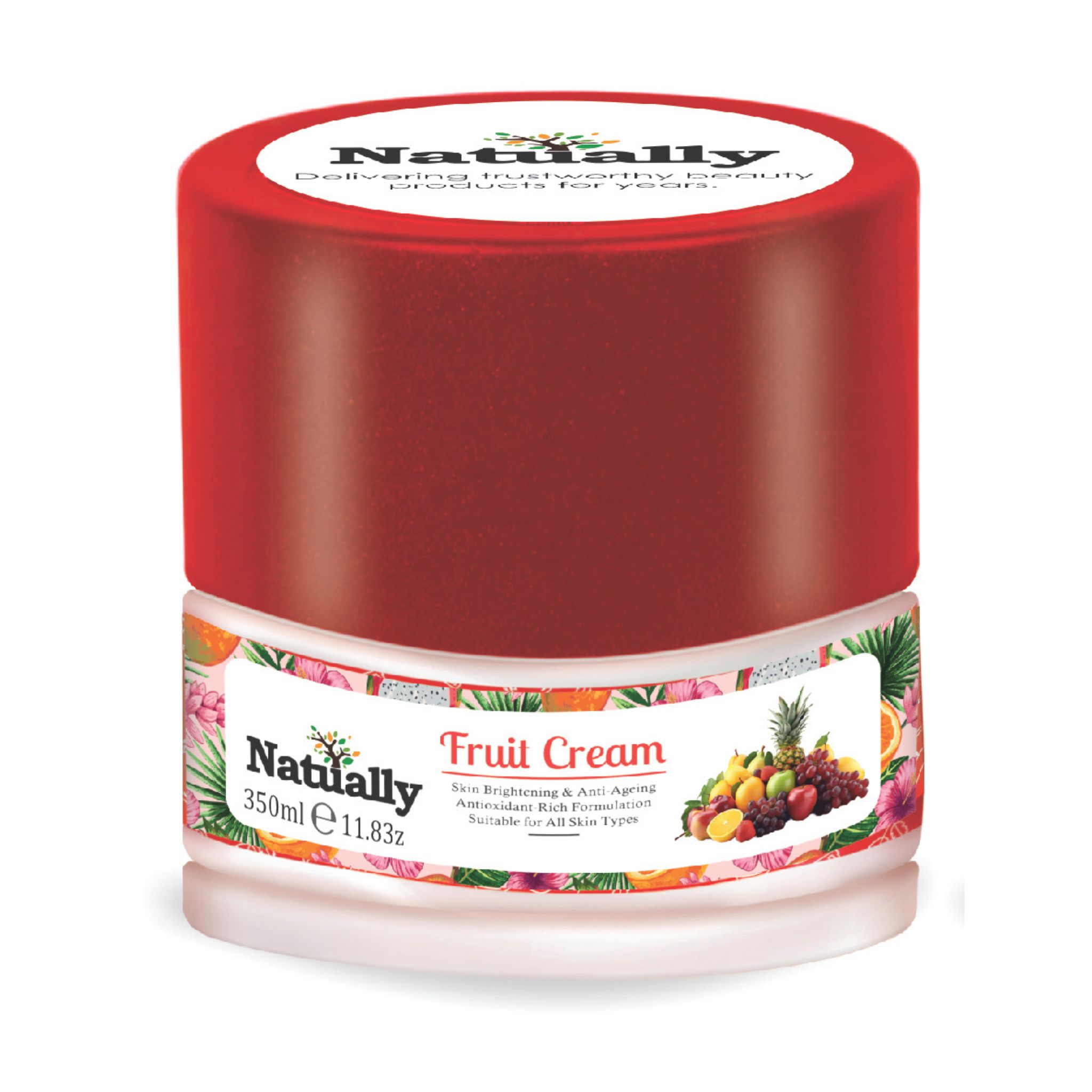 Natually Fruit Cream | Skin Brightening & Anti-Ageing Antioxidant Rich Formulation | 350g