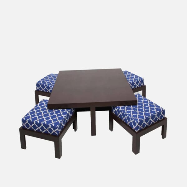 Nesting Coffee Table Set With 4 Stools