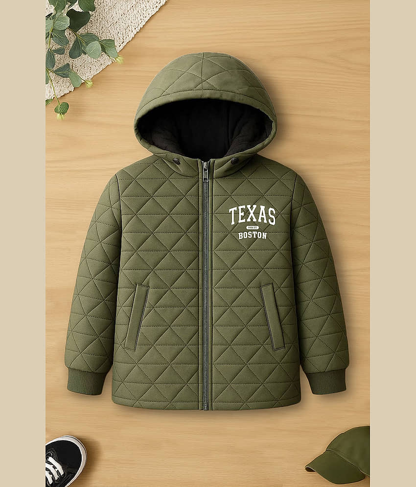 Trampoline Boys Polyester Quilted & Bomber Jacket ( Olive Green , Pack of 1 )