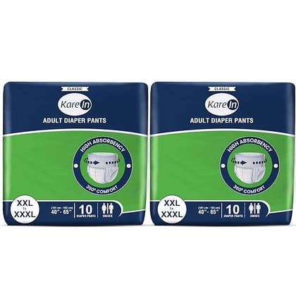 KareIn Classic Adult Diaper Pants, XXL-XXXL, 101-165 Cm (40"- 65"), 20 Count, Unisex, Leakproof, Elastic Waist, Wetness Indicator KareIn Classic Adult Diaper Pants, XXL-XXXL, 101-165 Cm (40"- 65"), 20 Count, Unisex, Leakproof, Elastic Waist, Wetness Indicator
