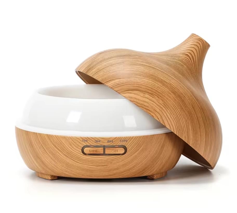 Elynn Apothecary Electric Aroma Diffuser (400ml) | Ultrasonic Cool Mist Humidifier with Remote | 7 Color LED Lights & Timer | Wood Grain Finish