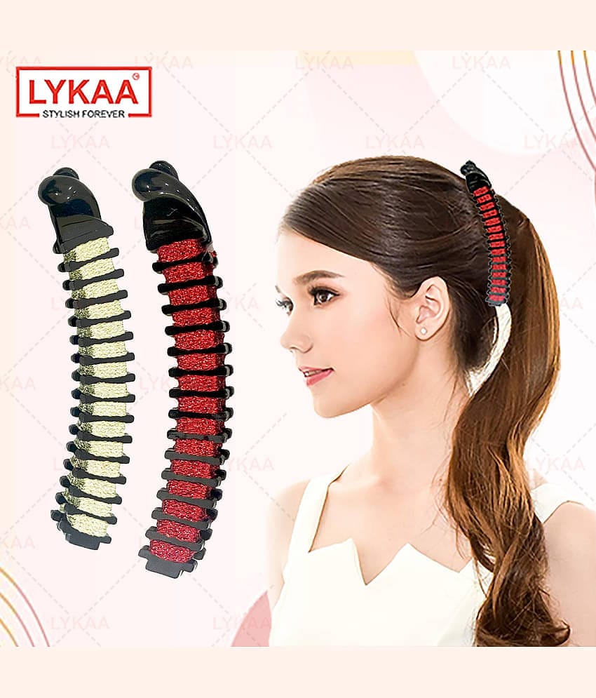 Lykaa Stylish Acrylic Plastic Banana Clip Hair Barrettes Korean Hair Clip For Girls and Women 2 Pcs