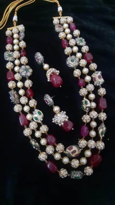 ZEVAR I Pearl Beaded Multilayered Long Necklace Set