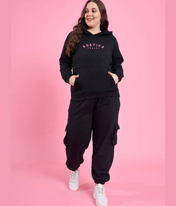 AUSTIVO Women Printed Sweatshirt With Joggers Co-Ord Set ( Black )