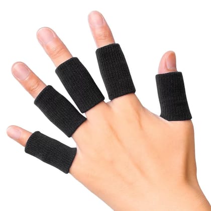 EZYFIT Finger Sleeve Protector with Comfortable Cushion Pressure for Relieving Pain, Arthritis, Cricket, Exercise, Volleyball, Badminton and Tennis, Men & Women, Black