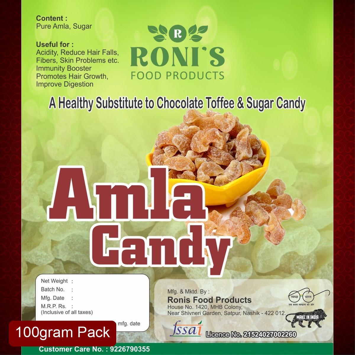 Roni's Jaggery Amla Candy (100g) | Gud Coated Dried Indian Gooseberry | Healthy Sugar Alternative | Iron & Vitamin C Rich