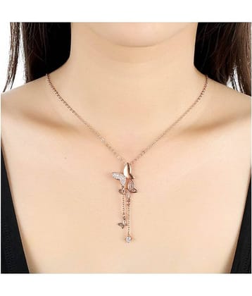 YouBella Rose Gold Gold Plated Stylish Butterfly Chain for Women (YBNK_5658)