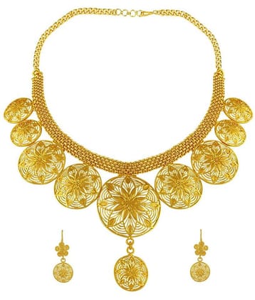 Alamod Alloy Golden Princess Traditional Gold Plated Necklaces Set