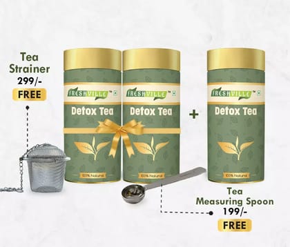 Freshville Detox Tea | Pure & Natural | Immunity Booster | Tea for Weight Loss & Glowing Skin | Rich in Antioxidants | Purifying & Cleansing | Moringa, Peppermint, Lemongrass, Hibiscus, Carda