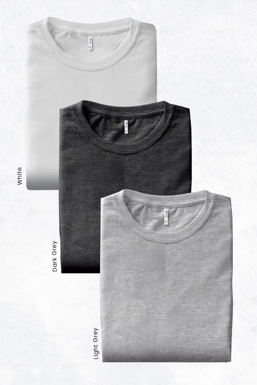 Pack 3 - Dark Grey, Light Grey & White - Classic Crew-S