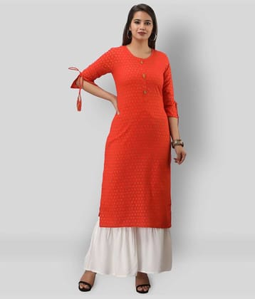 MAUKA - Orange Straight Cotton Women's Stitched Salwar Suit ( Pack of 1 )